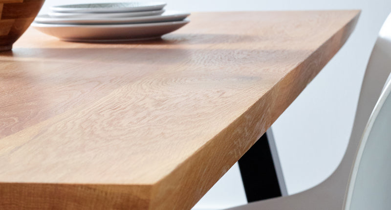 Elara - Super Thick Solid Oak Top Box Frame Dining Table