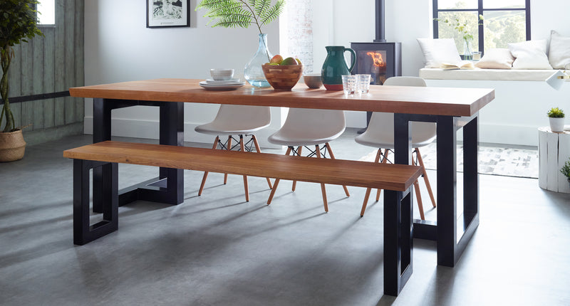 Supernova - Super Thick Solid Oak Top Double Box Frame Dining Table